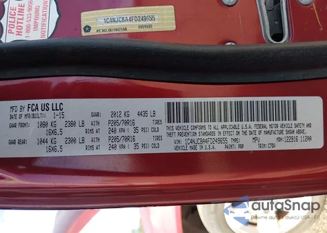 2015 Jeep Compass Sport from USA, damaged, VIN 1C4NJCBA4FD249655